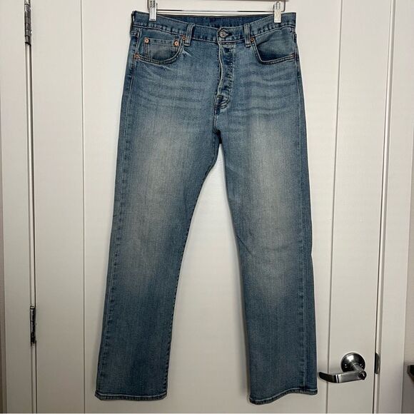 Levi's 501 Jeans Mens Size 32x30 Blue Straight Leg Button Fly Denim Stretch - Picture 1 of 15